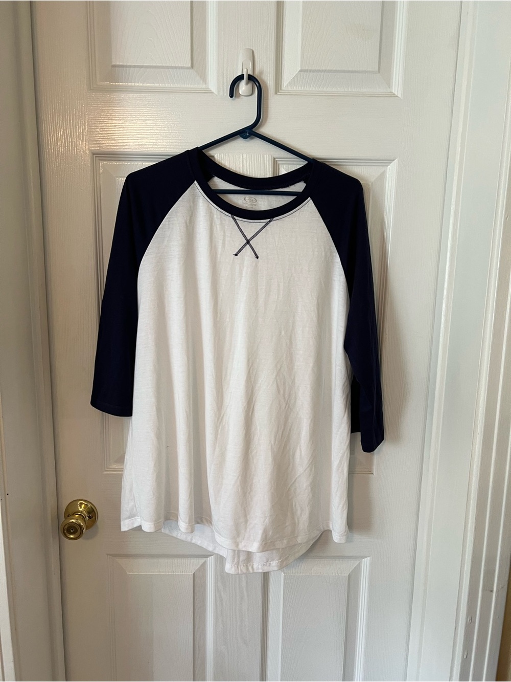Athletic Works Black and White Raglan 3/4 Sleeve Tee
